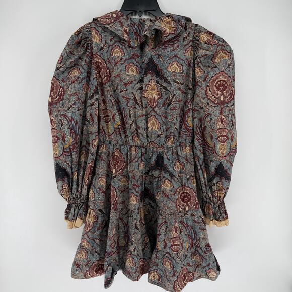 Ulla Johnson Women's Caris Carmine Batik Floral Puff Sleeve Mini Dress Small/Med - Picture 9 of 11